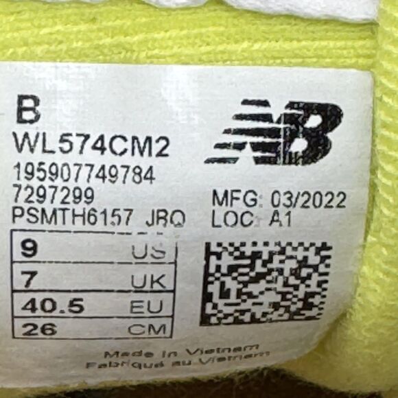 New Balance 574 Shoes Womens Size 9 Gray Yellow Suede Mesh ENCAP Casual WL574CM2 - Picture 9 of 9